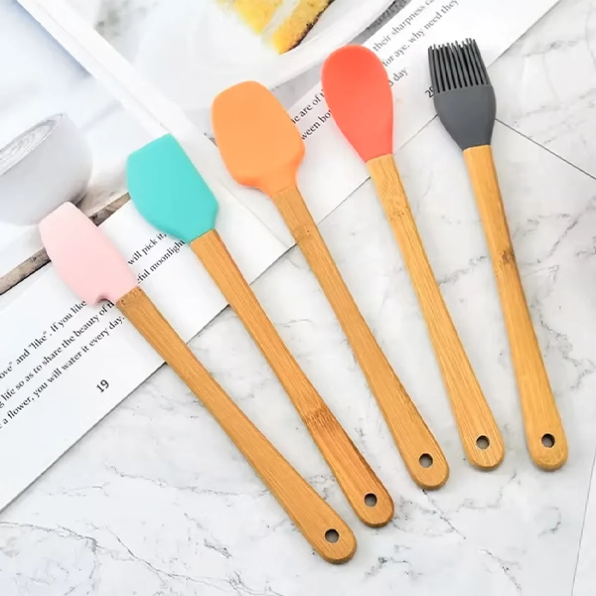 5 Parça Mini Silikon Spatula Kaşık Fırça Seti