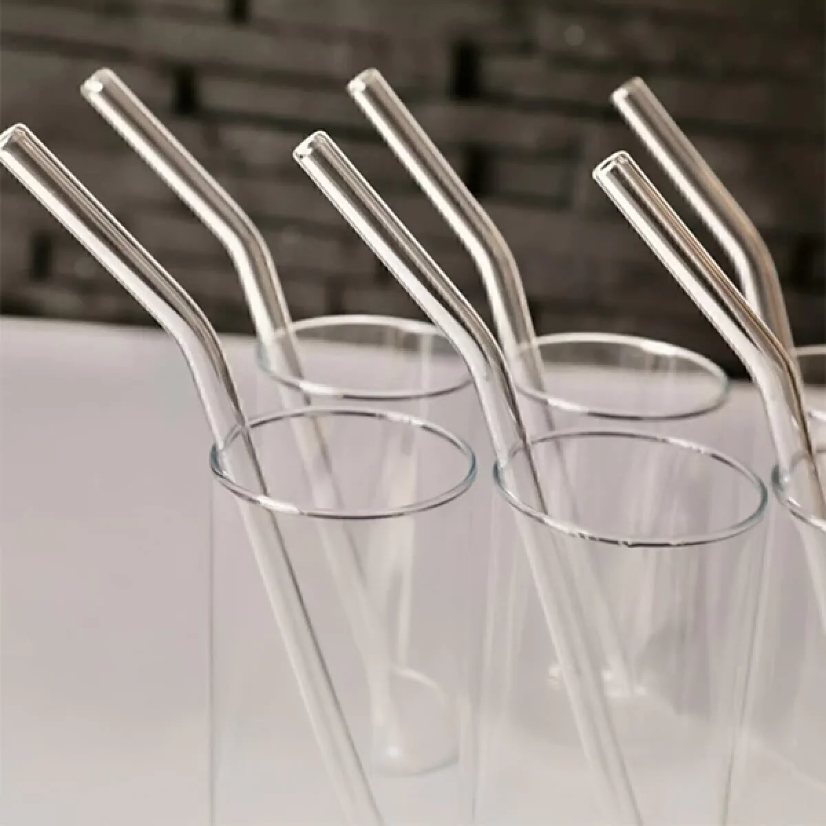 6 Adet Eğimli Şeffaf Cam Pipet