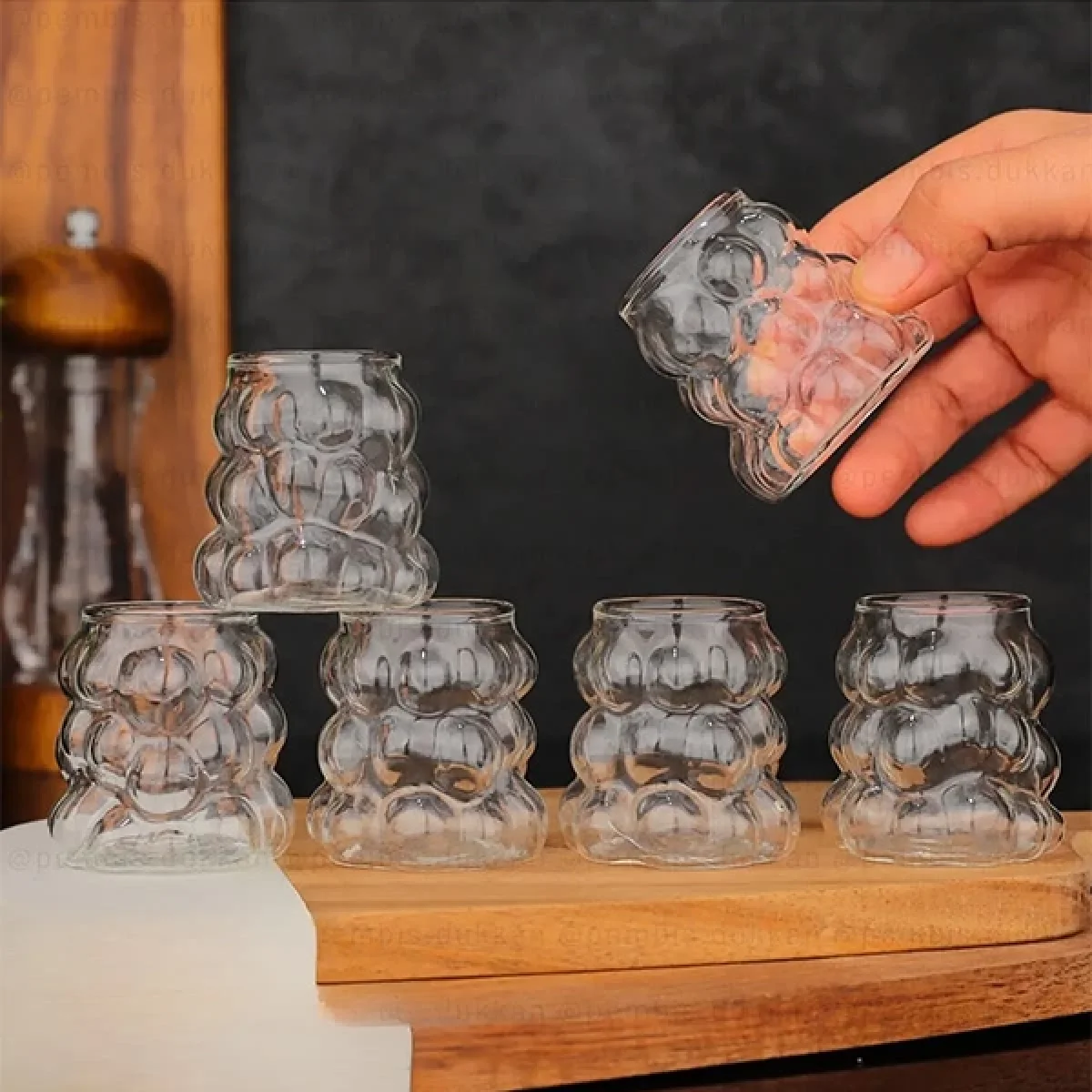 6 Lı Isıya Dayanıklı Kahve Yanı Boncuk Bardak