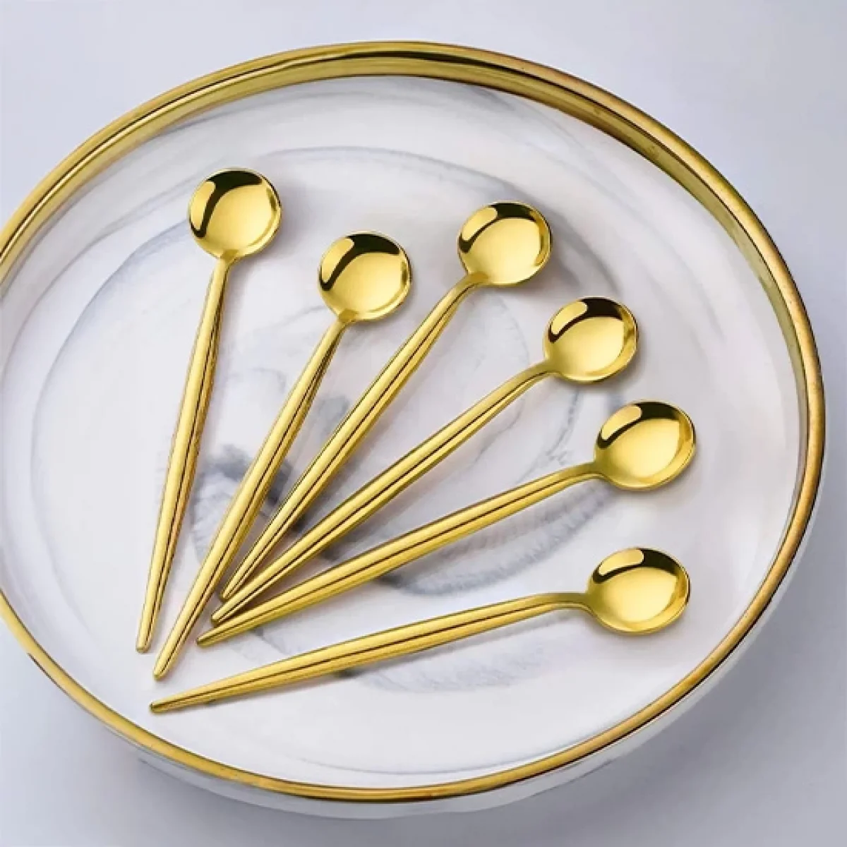 6 Lı Lizbon Yuvarlak Çay Kaşığı Gold