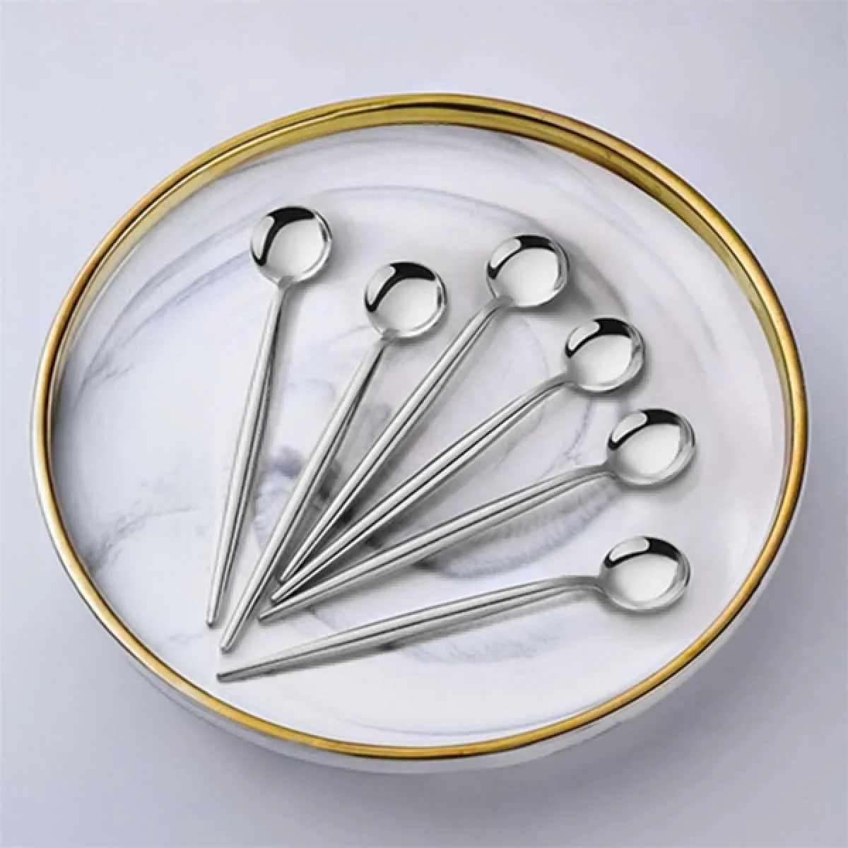 6 Lı Lizbon Yuvarlak Çay Kaşığı Gümüş