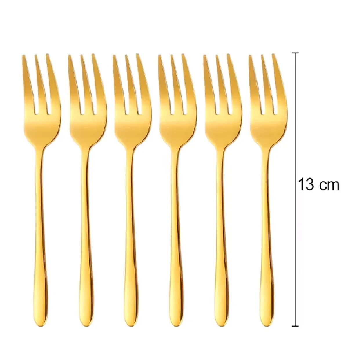 6 Lı Parlak Gold Tatlı Çatalı Seti