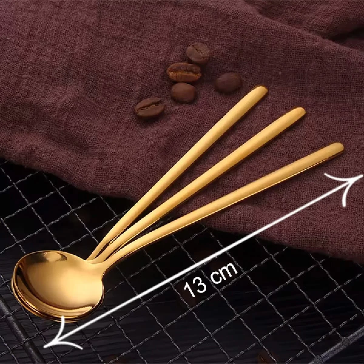 6 Lı Parlak Gold Tatlı Kaşığı Seti