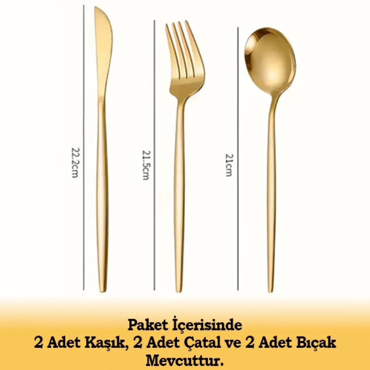 6 Parça Parlak Gold Çatal Kaşık Bıçak Seti