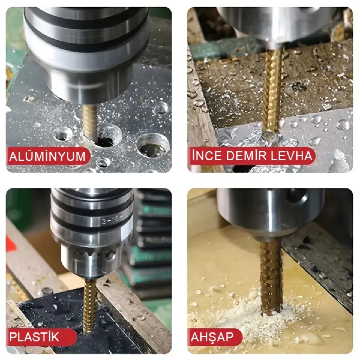 6 Parça Paslanmaz Matkap Ucu ve Kademeli Sac Delme Aparatı Seti