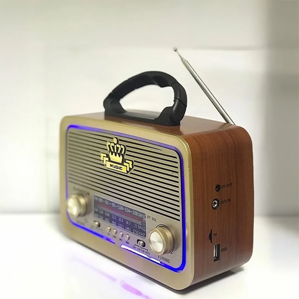 Ahşap Nostaljik Retro Fenerli Radyo Usb Sd Bluetooth