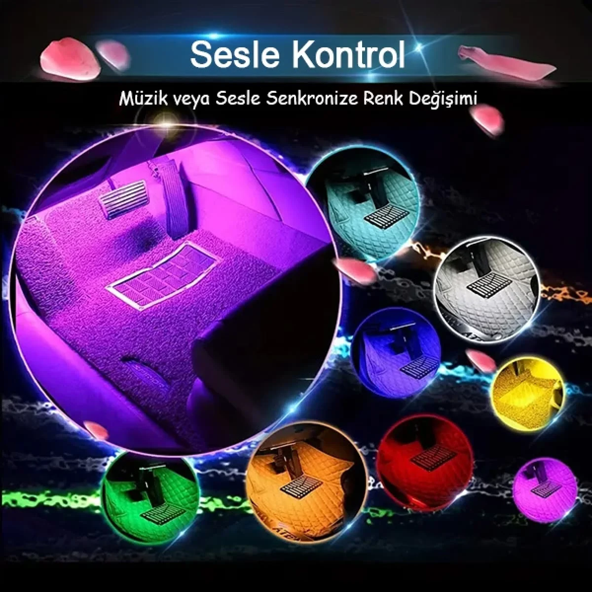 Araç İçi Ayak Altı Led 12 Ledli Lamba Sese Duyarlı Led Müziğe Duyarlı Led