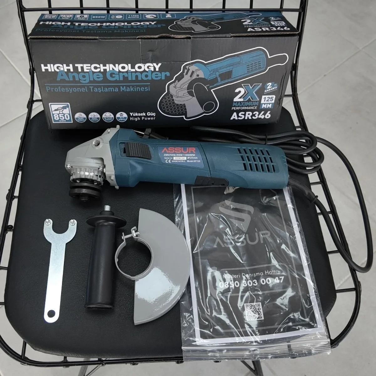 Assur 850w Avuç Taşlama Makinesi 125 mm Bakır Sargılı Spiral