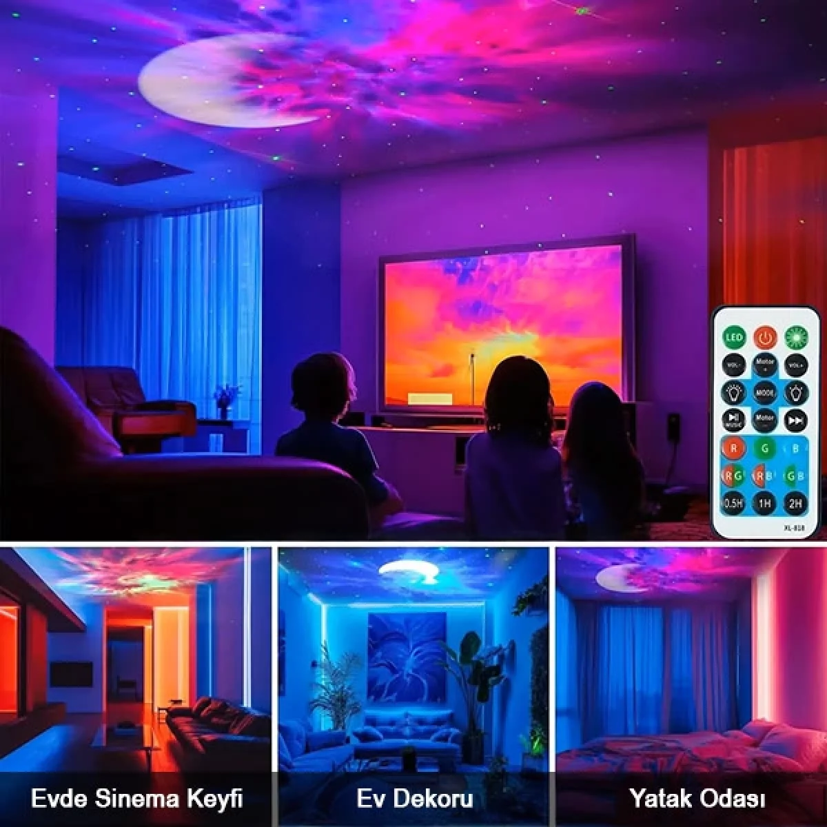 Astronot Yıldızlı Galaksi Projektör Gece Lambası