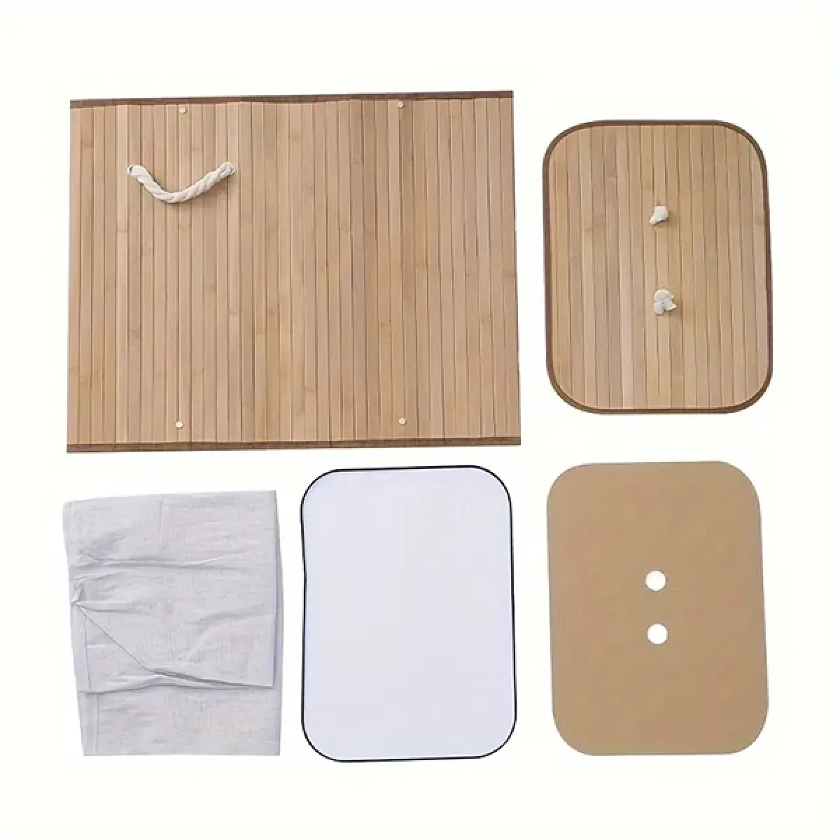 Bambu Natürel Çift Hazneli Çamaşır Sepeti 2 Li Kirli Sepeti