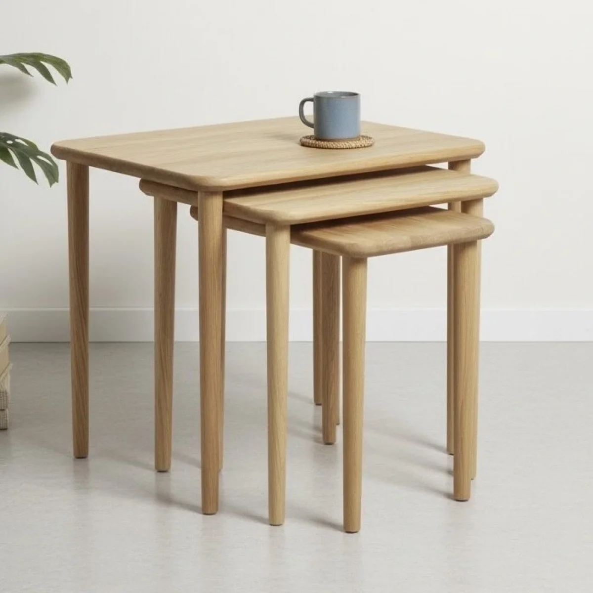 Bemerg Nova 3 Lü Zigon Sehpa Masif Kayın Ahşap Nordic Series