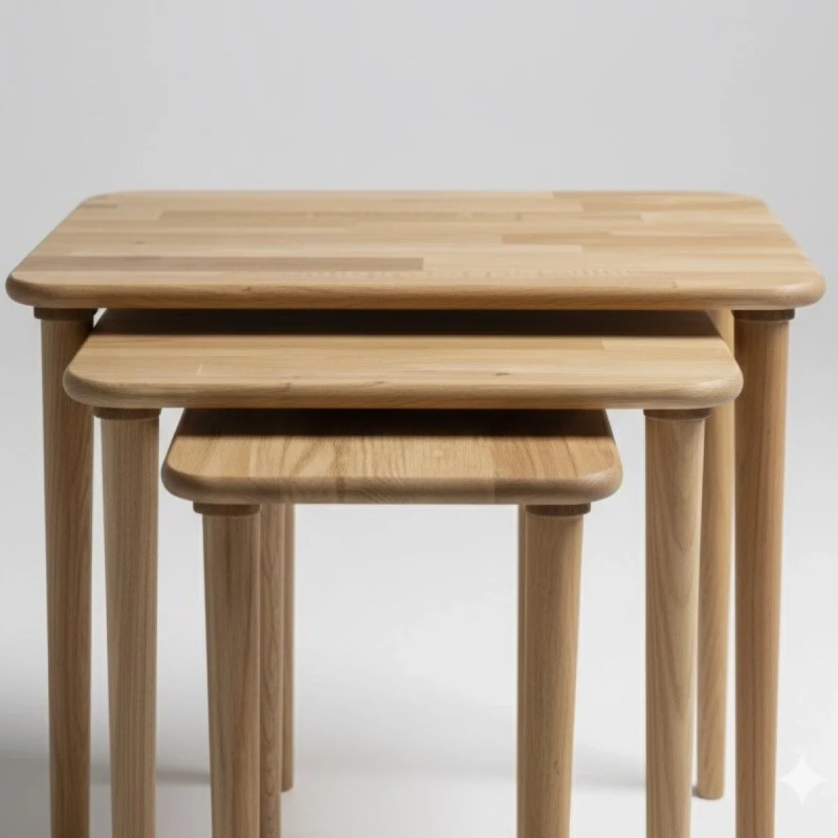 Bemerg Nova 3 Lü Zigon Sehpa Masif Kayın Ahşap Nordic Series