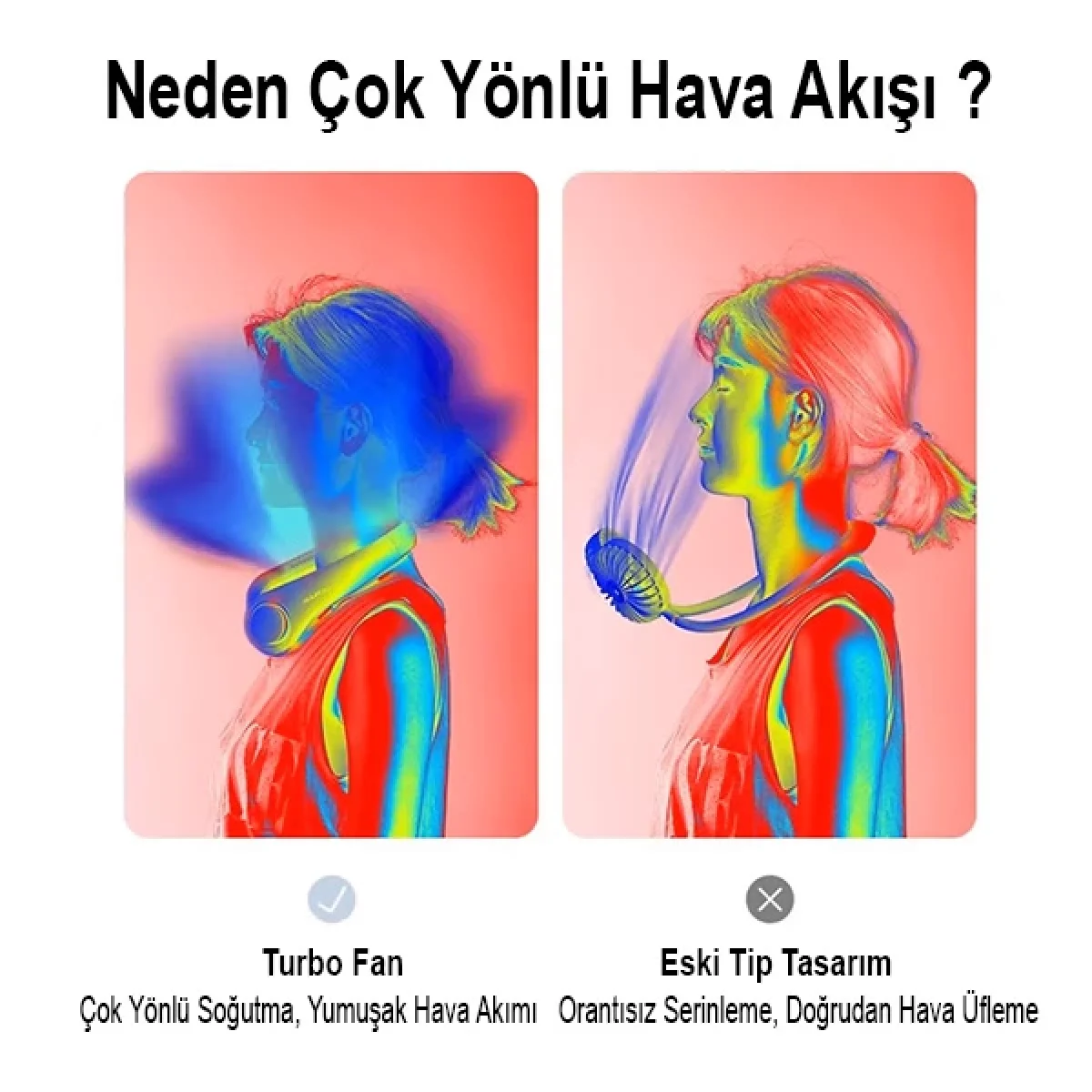 Boyun Askılı Şarjlı Fan Vantilatör Serinletici Siyah