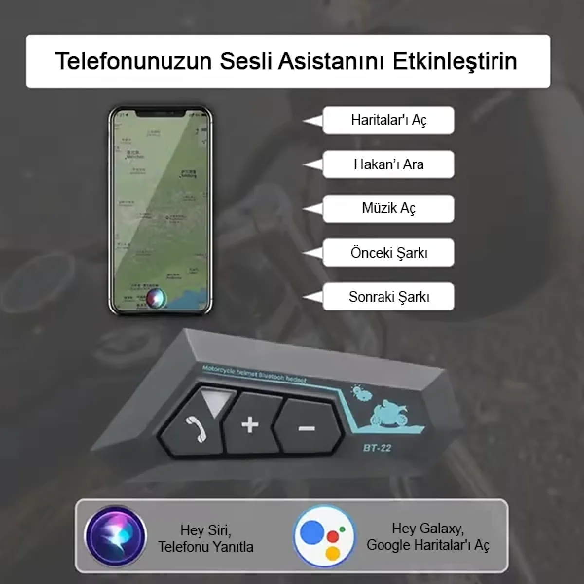 BT22 Motosiklet Kask Kulaklık Intercom Motorsiklet Kulaklığı 5.0 Bluetooth
