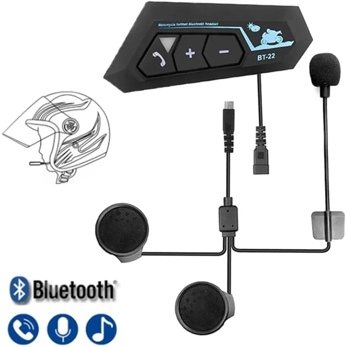 BT22 Motosiklet Kask Kulaklık Intercom Motorsiklet Kulaklığı 5.0 Bluetooth