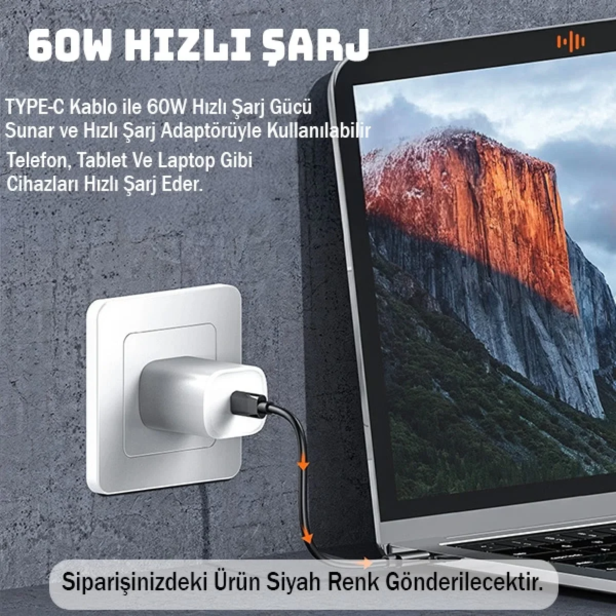 Cep Tipi 60w Bas Aç Type-C İphone Micro Usb Hızlı Şarj Kablo Seti