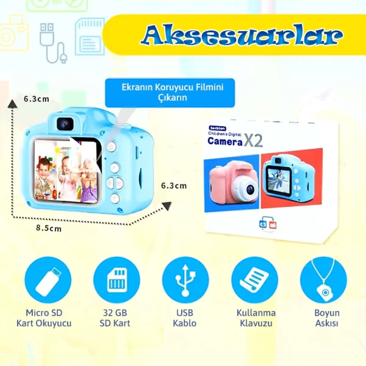 Cmr9 Çocuk Fotoğraf Makinesi 1080p Hd Mavi