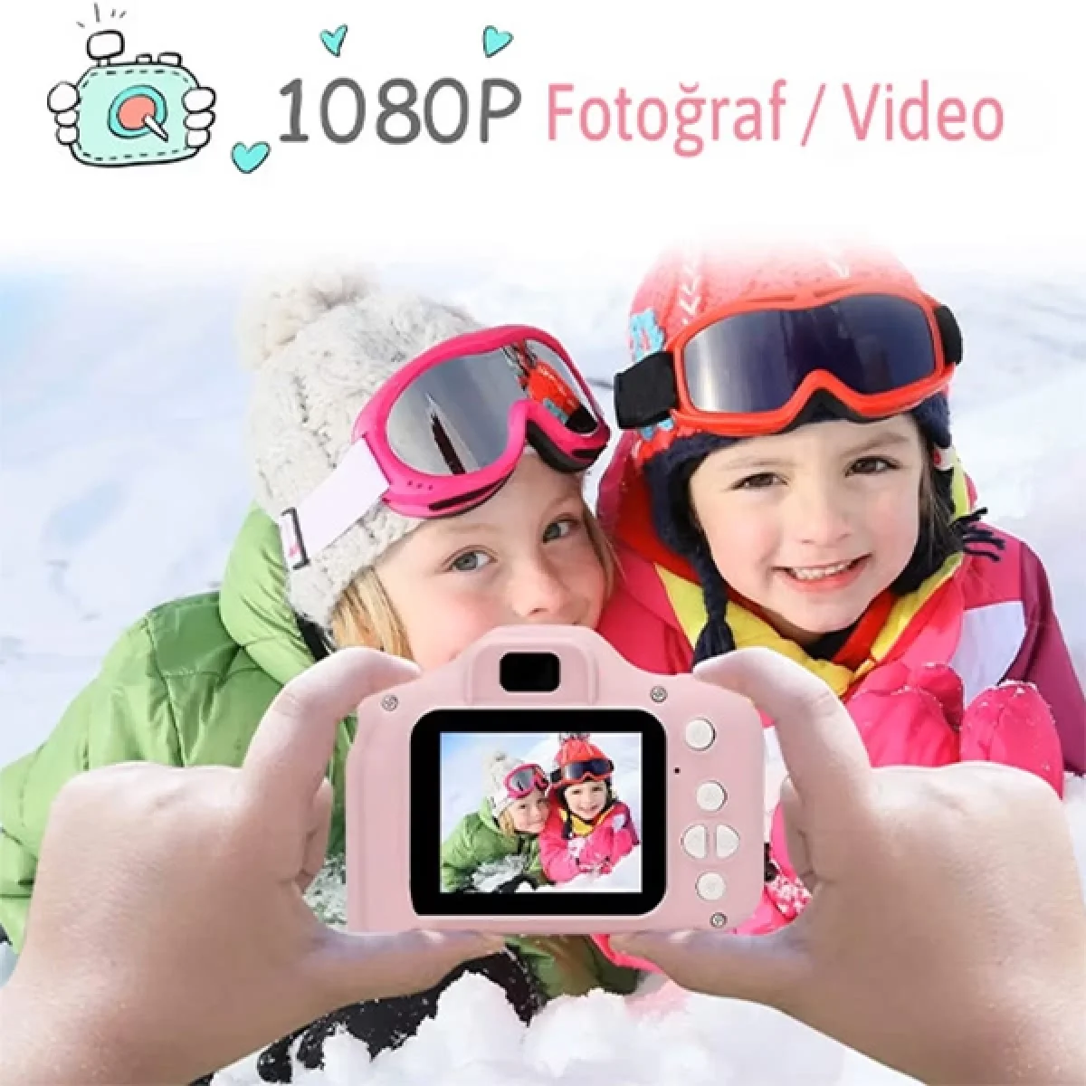 Cmr9 Çocuk Fotoğraf Makinesi 1080p Hd Pembe