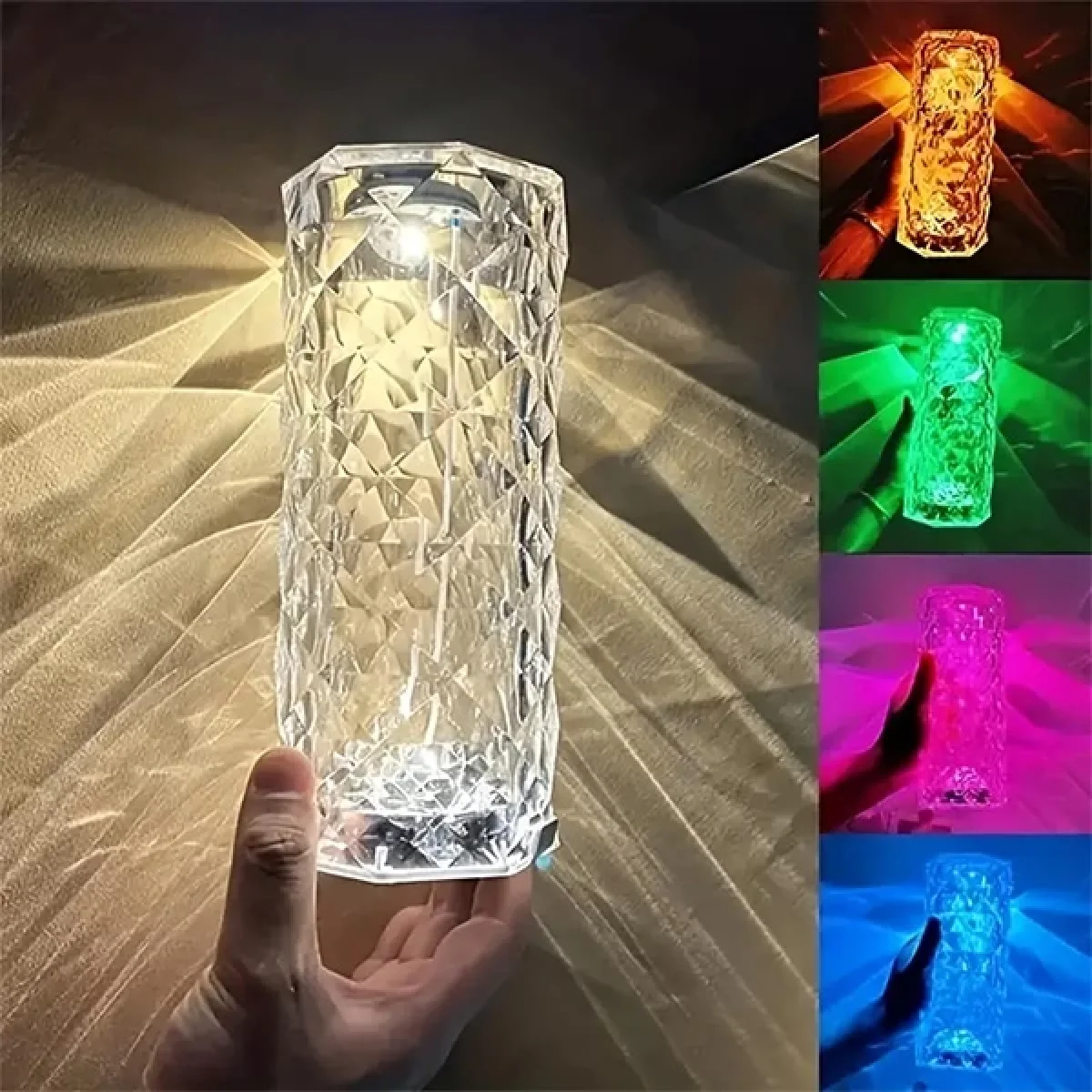 Dokunmatik Kristal Led Rgb Masa Lambası Şarjlı Uzaktan Kumandalı Dekorasyon Lambası