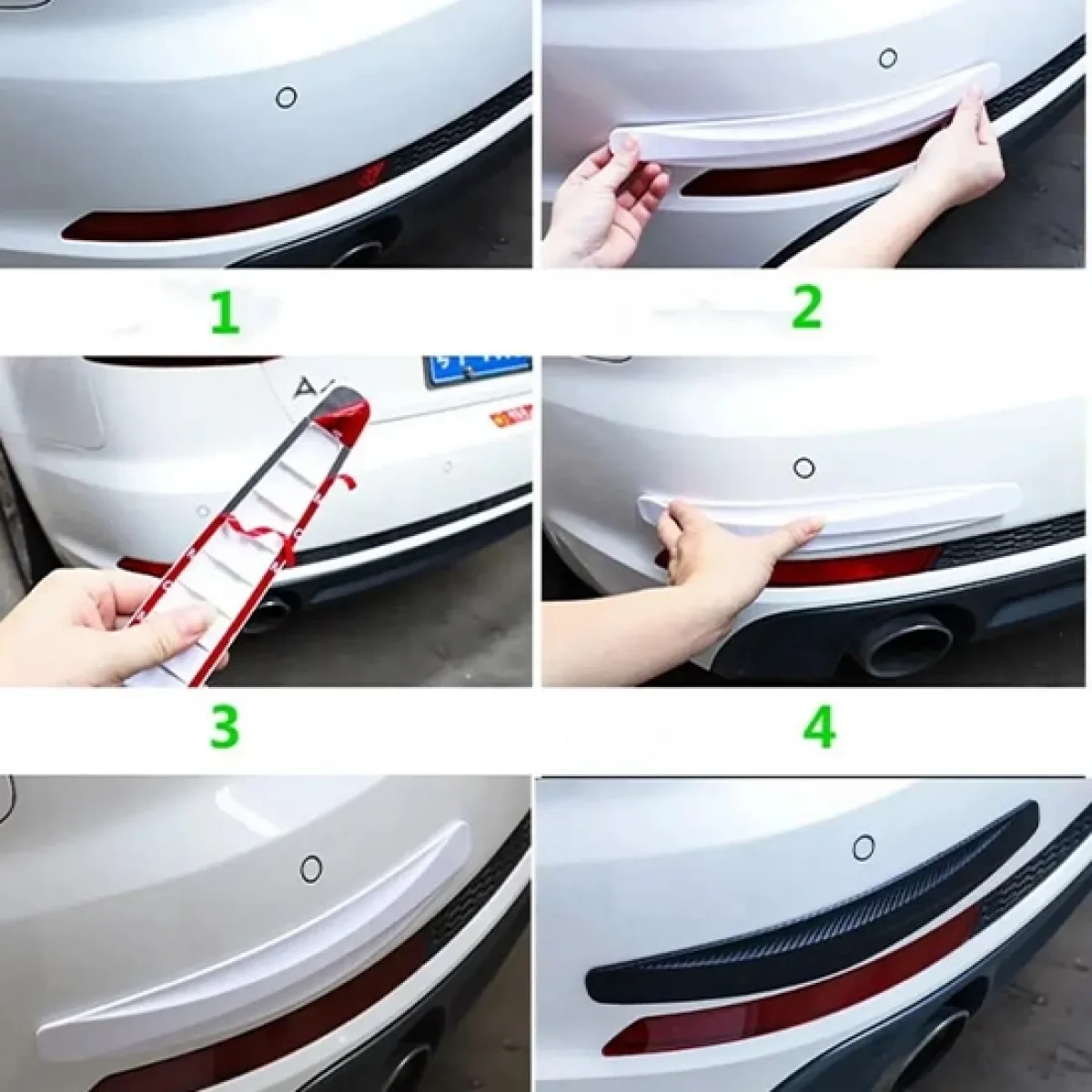 Esnek Araba Tampon Koruyucu Karbon Desenli Beyaz