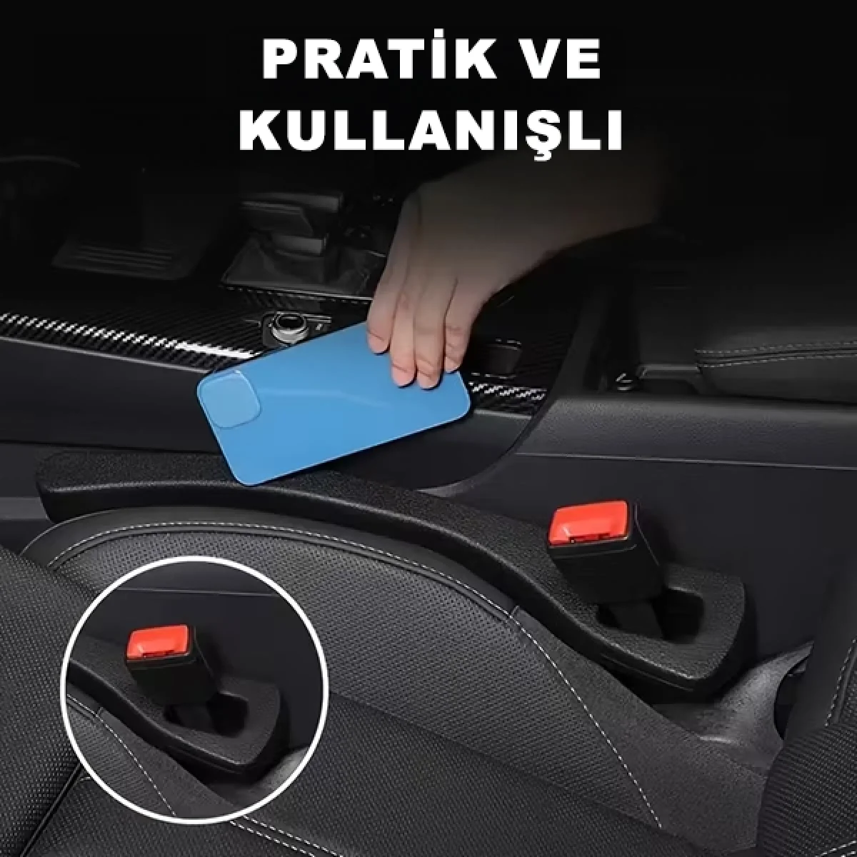 Esnek Telefon Cüzdan Anahtar Para Düşme Engelleyici Araç Koltuk Arası Düzenleyici Siyah