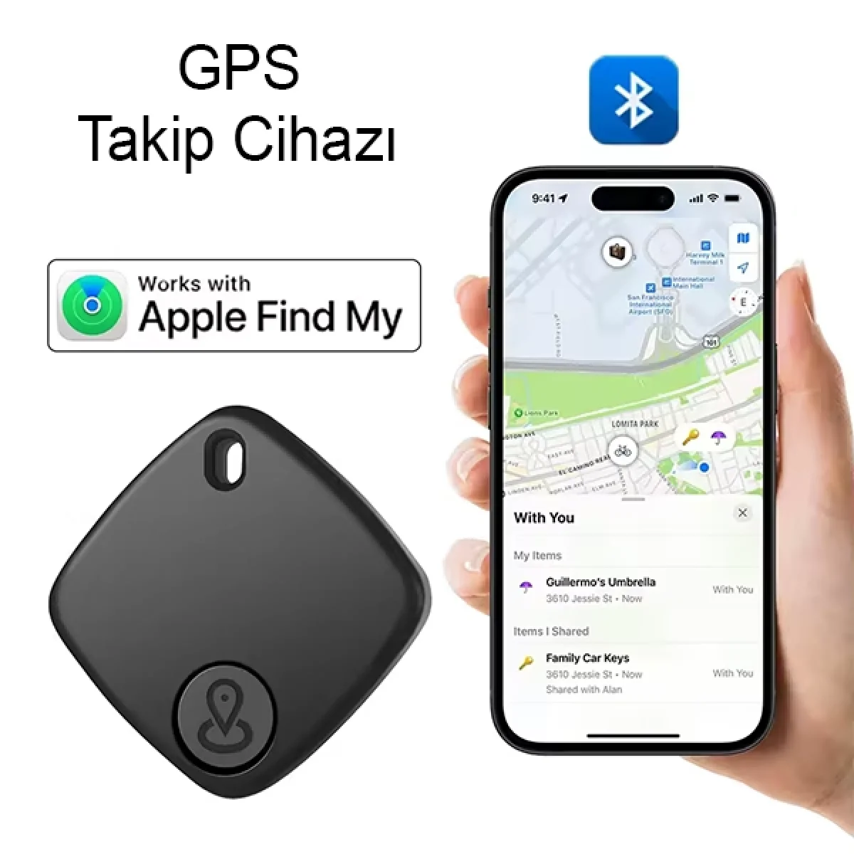 F1 Air Tag Yüksek Hassasiyetli Takip Cihazı Apple Cİhazlar İle Uyumlu