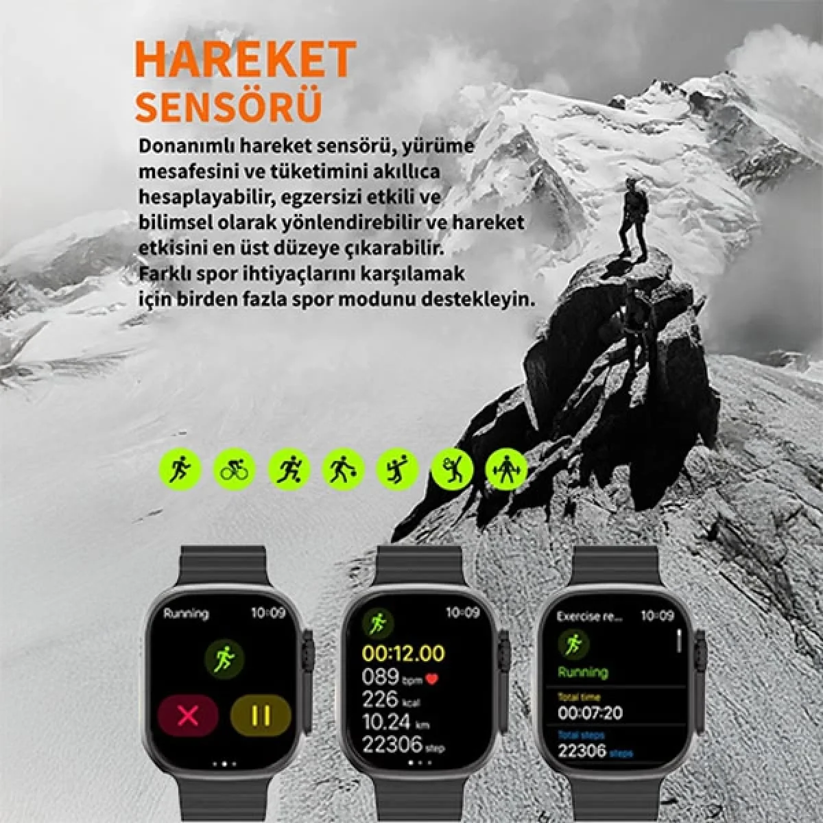 Hk8 Pro Max Akıllı Saat Amoled Siyah Kasa