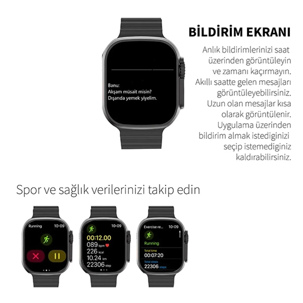 Hk8 Pro Max Akıllı Saat Amoled Siyah Kasa