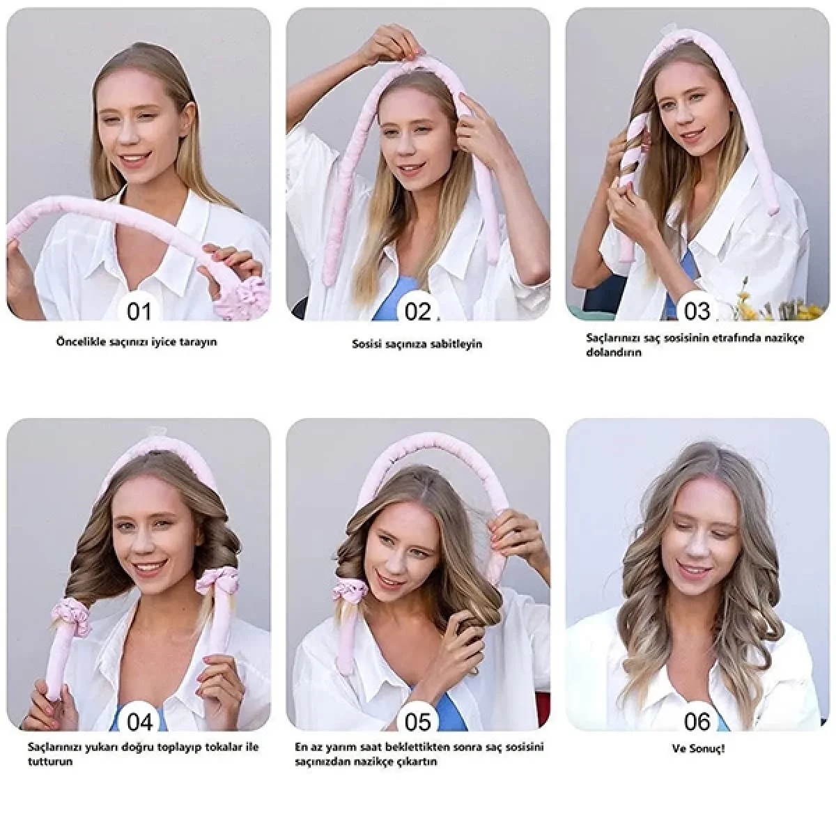 Isısız Saç Şekillendirme Seti Saten Saç Sosisi Saç Bigudisi Seti Saç Şekillendirici