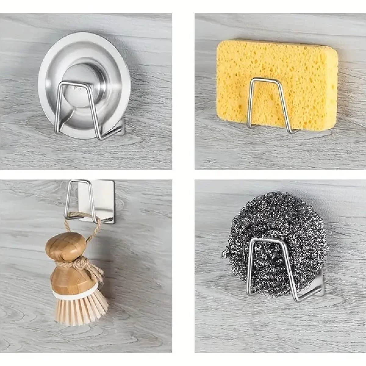 Kendinden Yapışkanlı Çelik Güçlü Mutfak Banyo Askısı Çok Amaçlı Süngerlik