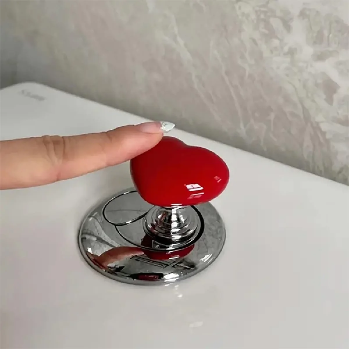 Klozet Basma Buton Düğmesi Kalp Klozet Kapağı Kulpu Sifon Kulpu