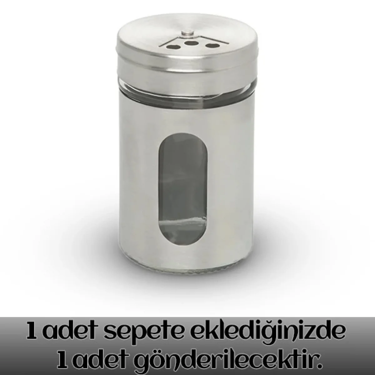 Metal Kaplamalı Cam Tuzluk Biberlik Baharatlık
