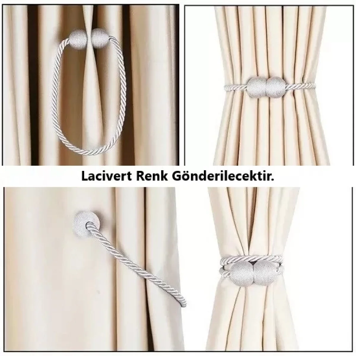 Örgülü Mıknatıslı Perde Mandalı Tokası Lacivert