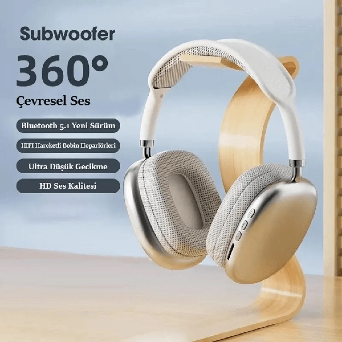 P9 Plus Kafaüstü Bluetooth Kulaklık Beyaz