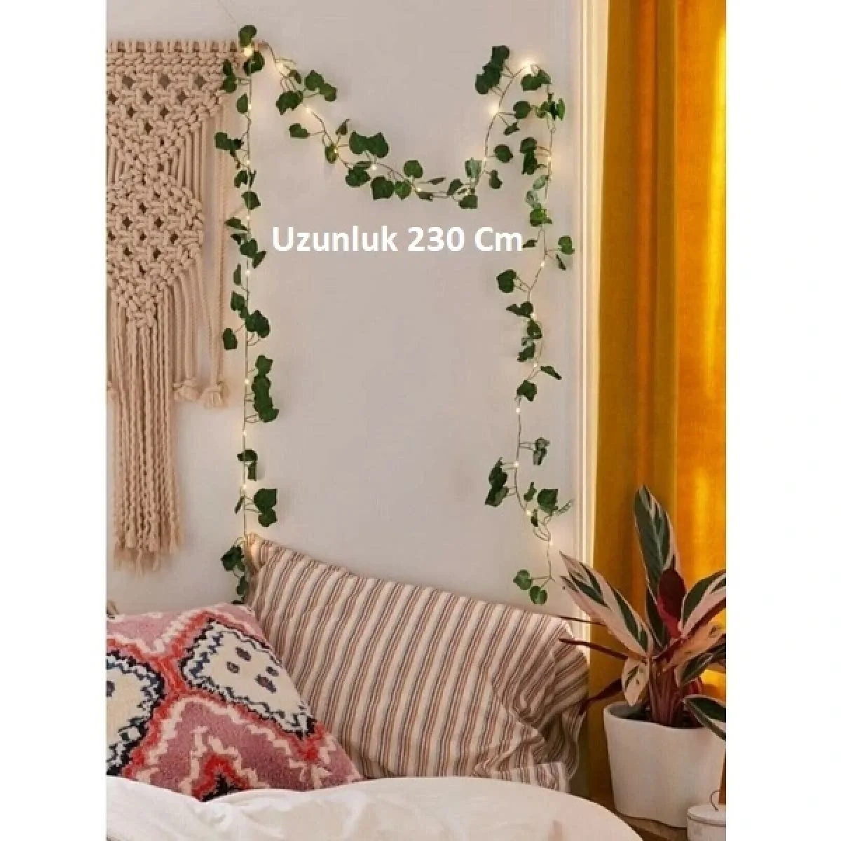 Peri Ledli Dekoratif Yeşil Yaprak Yapay Sarmaşık