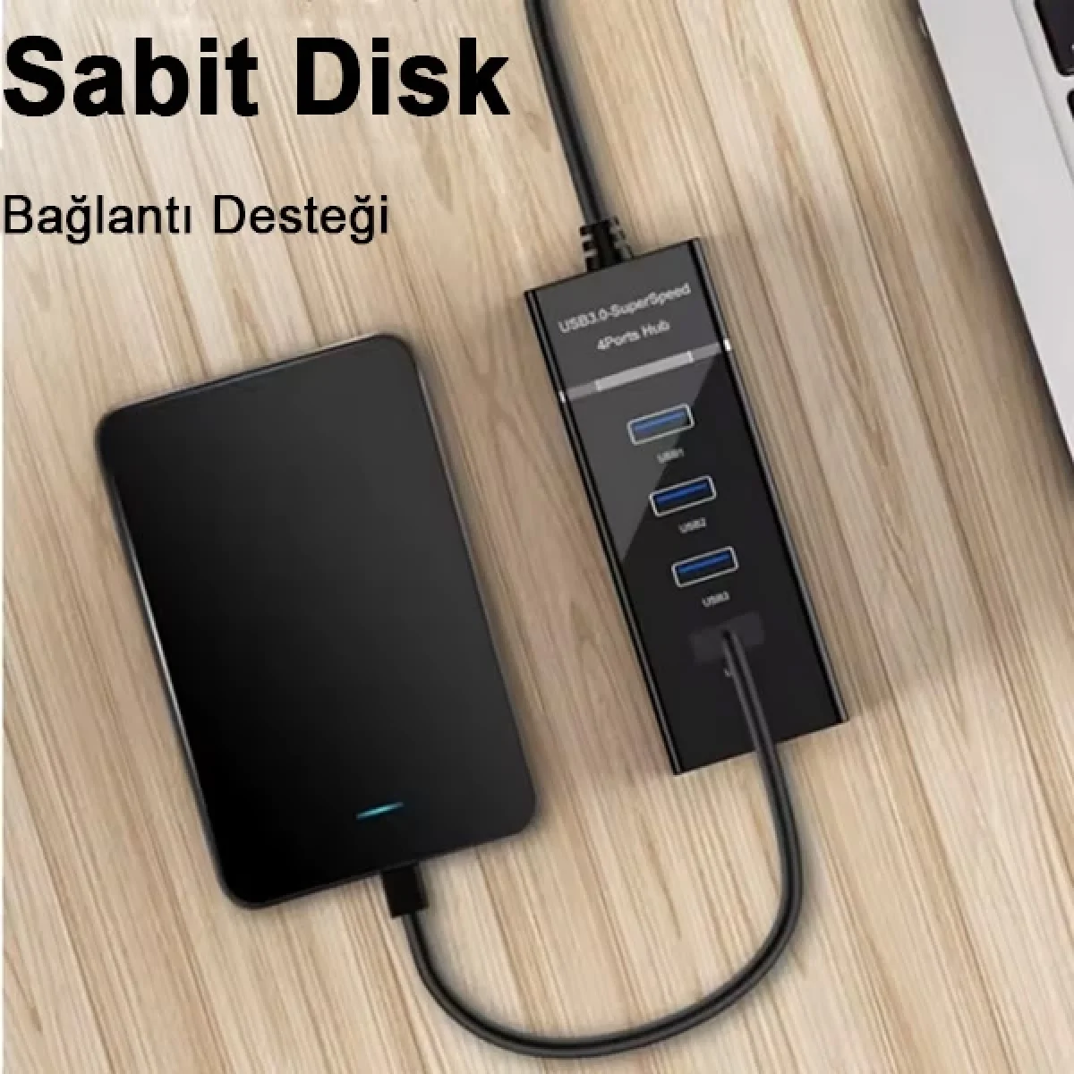 Polygold 4 Port Usb 3.0 Usb Çoğaltıcı 1.2 Metre Kablolu 5 Gbps Aktarım Hızı