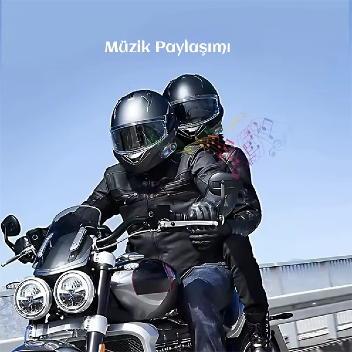 Q58 Max Kablosuz Motosiklet Kaskı İnterkom Kulaklık Çift Sürücü İletişimi 500m Işıklı Mp3 FM Radyo