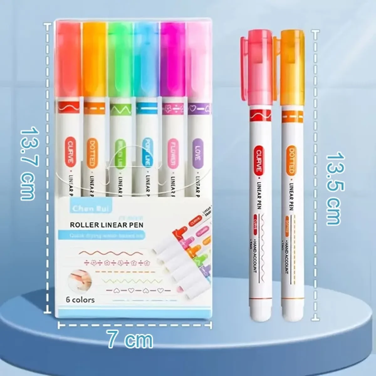 Renkli Şekilli Desen Baskılı 6 Lı Kalem Seti Not Alma Yazma Çizim İçin