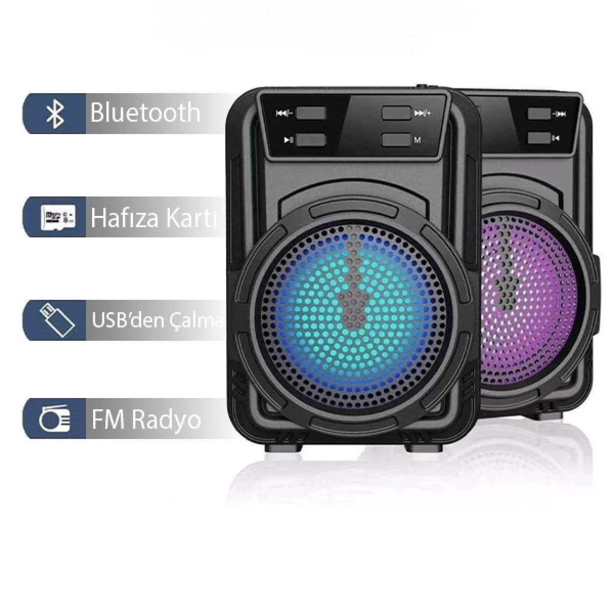Rgb Ledli Yüksek Ses Bluetooth Hoparlör Usb Tf Fm Radyo