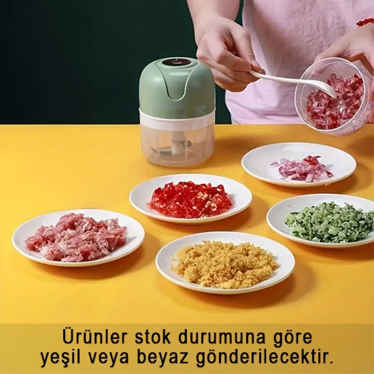 Şarjlı Mini El Rondosu Gıda Doğrayıcı 3 Bıçaklı