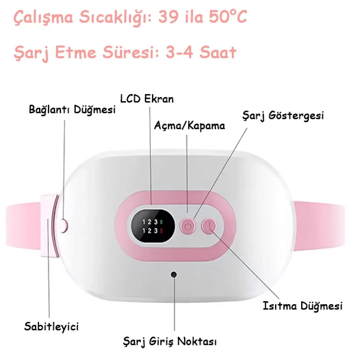Şarjlı Özel Gün Kemeri Regl Ağrısı İçin Titreşimli Isı Veren Kemer
