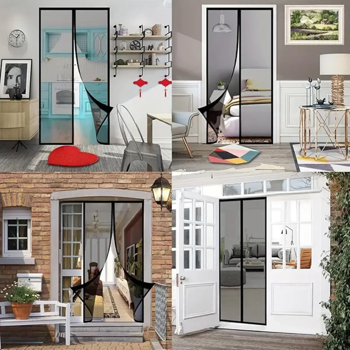 Siyah Mıknatıslı Kapı Sinekliği 105 x 210 cm