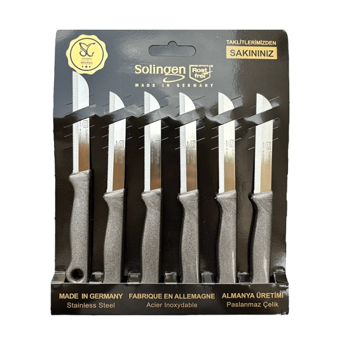 Solingen 6 Lı Tırtıklı Meyve Sebze Bıçağı Gri