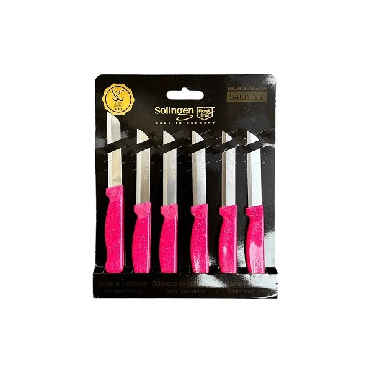 Solingen Simli Düz Meyve Bıçağı 6 Lı Pembe