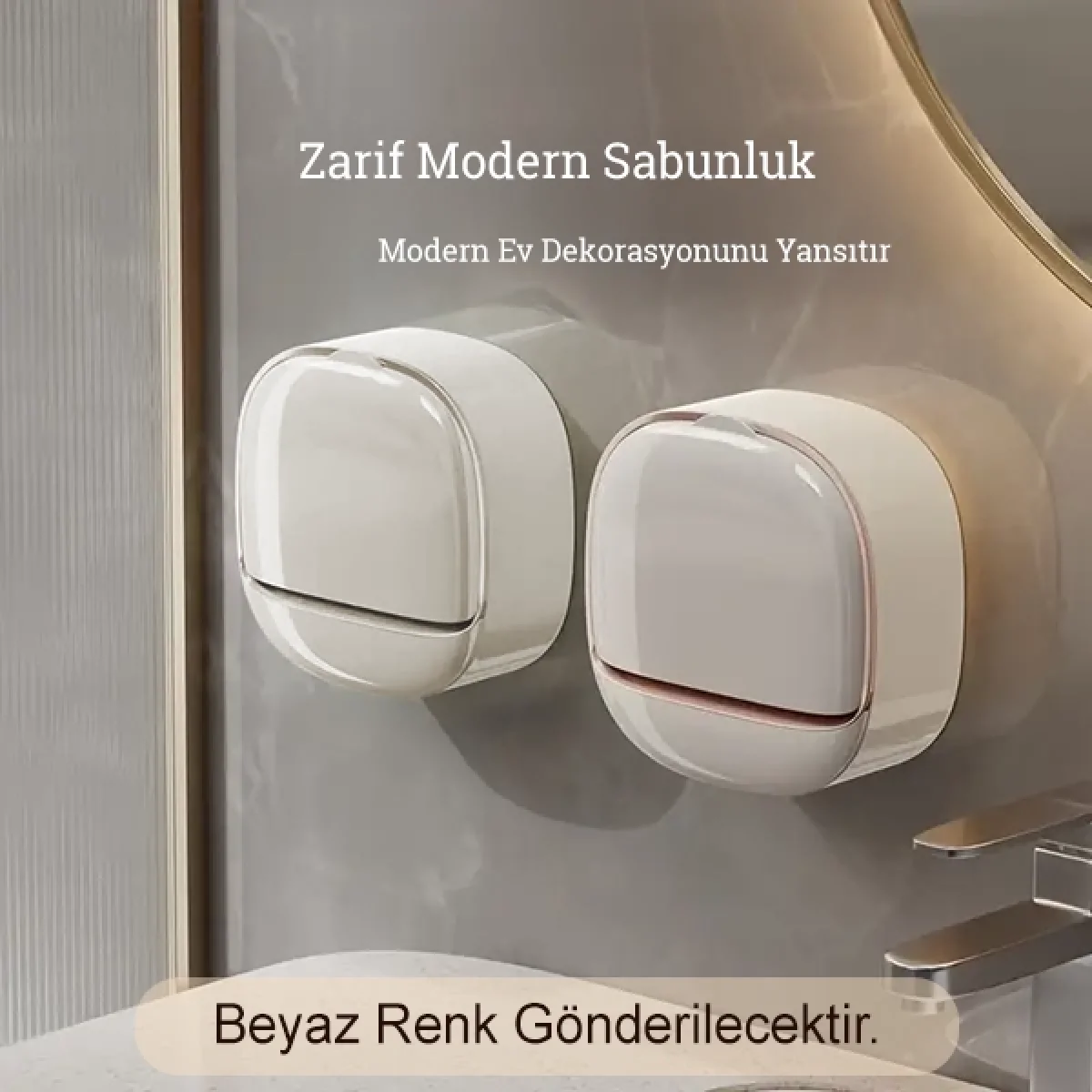 Yapışkanlı Modern Sabunluk Kapaklı Kendinden Boşaltmalı Su Tutmaz Katı Sabunluk