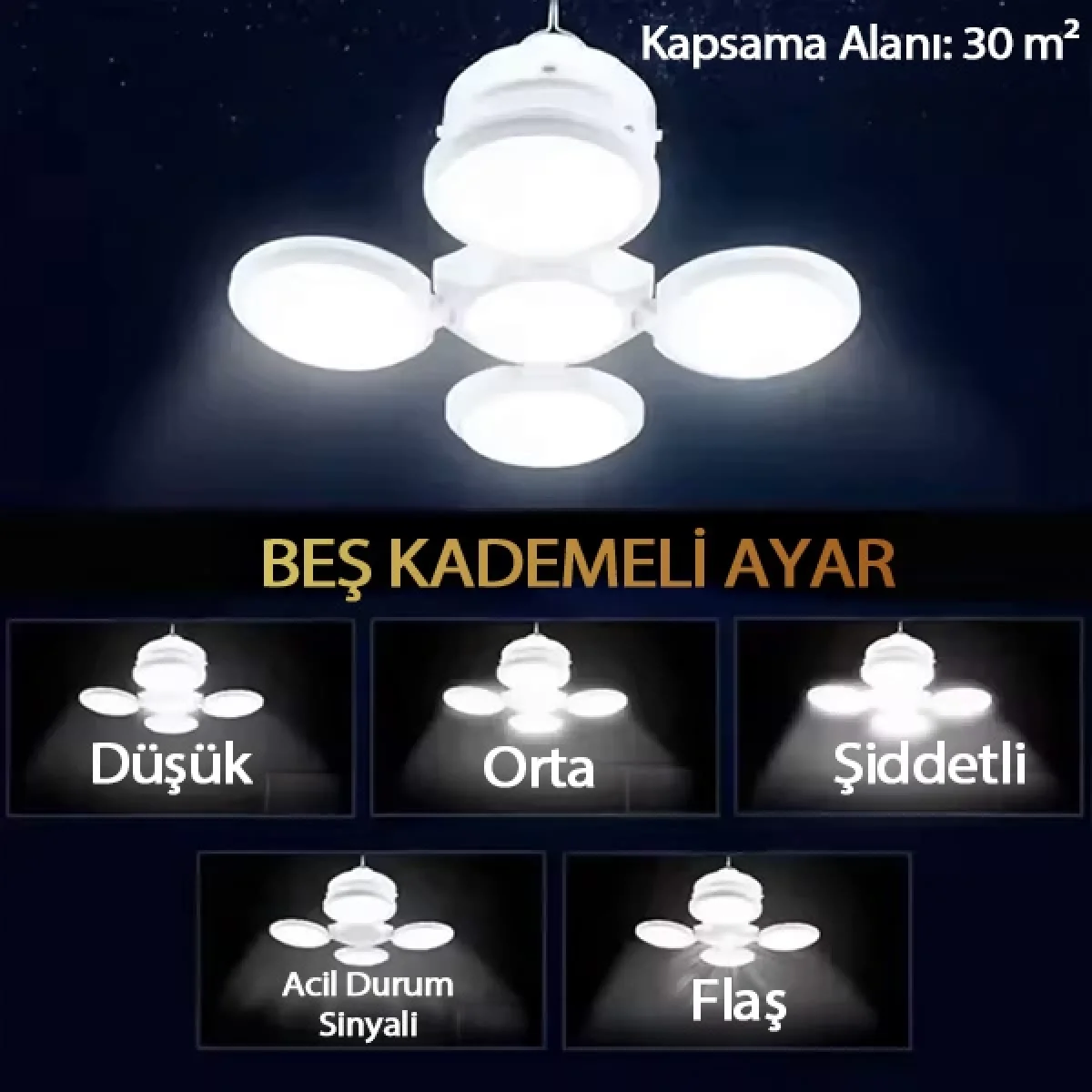 Yuvarlak Solar Led Güneş Enerjili Kamp Lambası