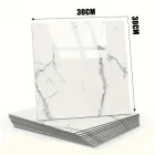 10 Adet Beyaz Mermer Desenli Alüminyum Duvar Köpük Sticker 30 x 30 Cm