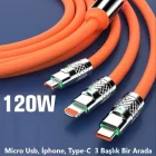 120w Watt 6A Süper Hızlı Çoklu Şarj Kablosu