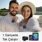 2 Li Kablosuz Yaka Mikrofonu 3 in 1 Type-C Lightning Uyumlu Gürültü Engelleyici Vlog Canlı Yayın Röportaj Video Mikrofon Seti