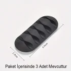 3 Adet 5 Kanallı Siyah Kablo Tutucu Masaüstü Kablo Düzenleyici